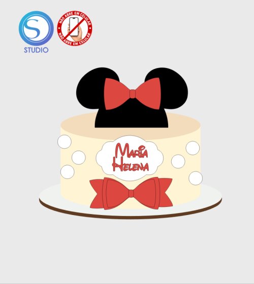 4605 - Arquivo Topo de Bolo Minnie Vermelha