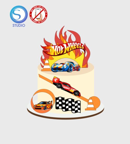 4613 - Arquivo Topo de Bolo Hotwheels
