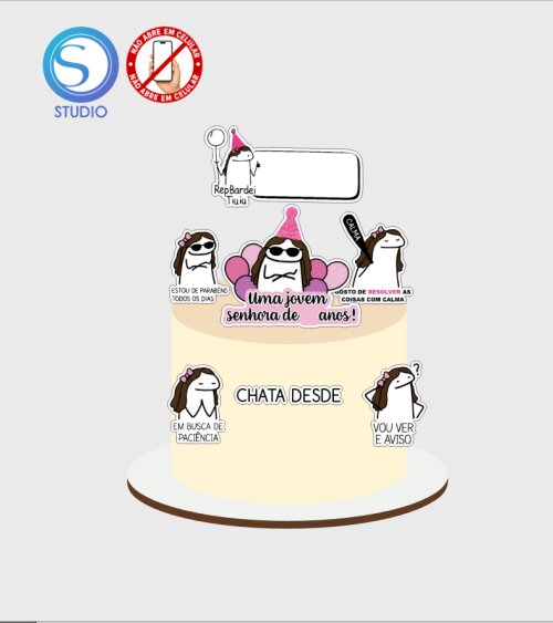 4621 - Arquivo Topo de Bolo Bento Flork Jovem Senhora Chata