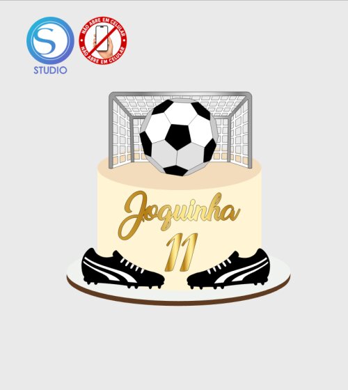 4622 - Arquivo Topo de Bolo Futebol Bola 3d