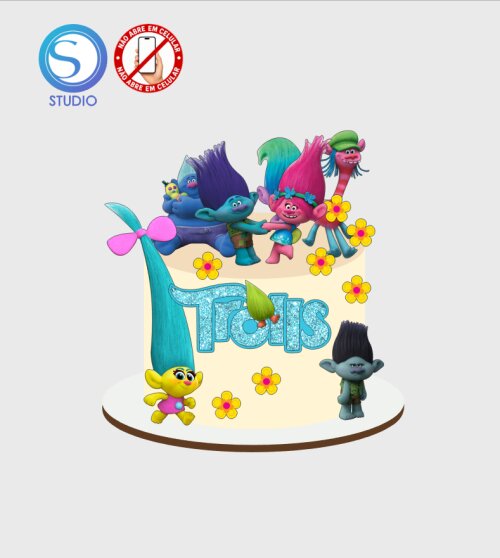 4625 - Arquivo Topo de Bolo Trolls