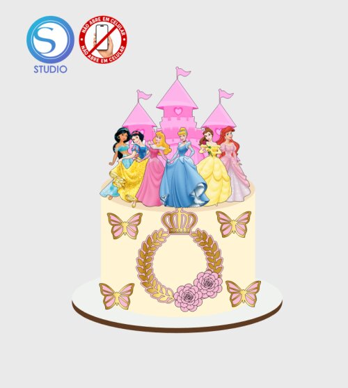 4628 - Arquivo Topo de Bolo Princesas Disney