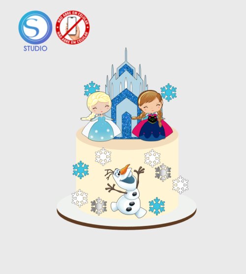 4651 - Arquivo Topo de Bolo Frozen Anna e Elsa Baby