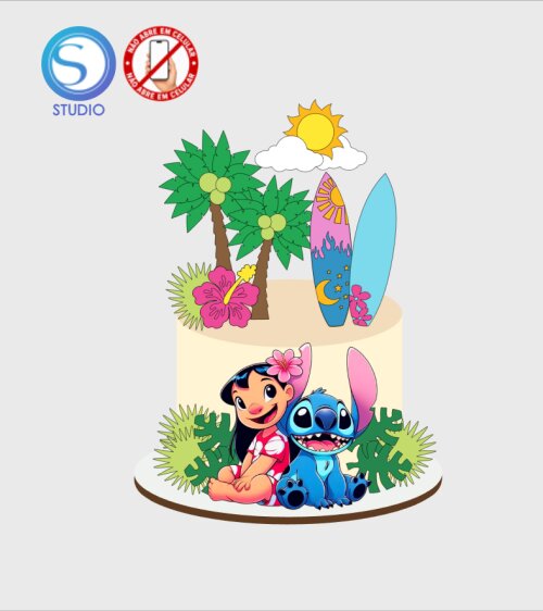 4655 - Arquivo Topo de Bolo Lilo e Stitch