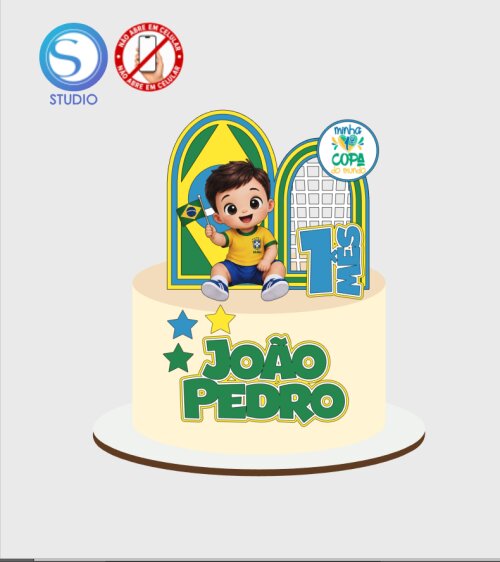 4656 - Arquivo Topo de Bolo Copa do Mundo Brasil Menino Baby