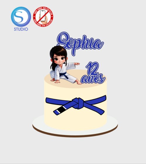4658 - Arquivo Topo de Bolo Jiu-jítsu Menina