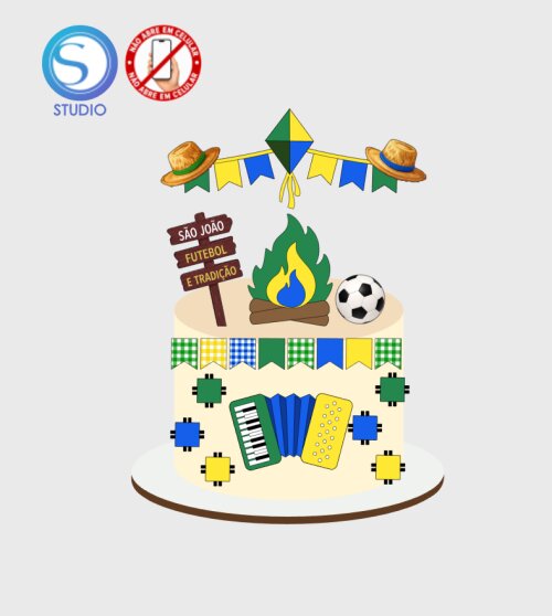 4663 - Arquivo Topo de Bolo Junino Arraiá Copa do Mundo