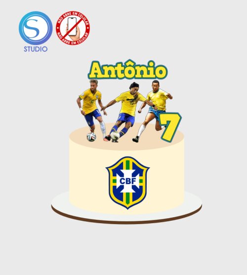 4675 - Arquivo Topo de Bolo Copa do Mundo Brasil Neymar e Pelé