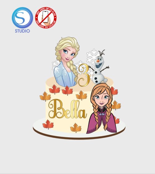 4681 - Arquivo Topo de Bolo Frozen Anna e Elsa