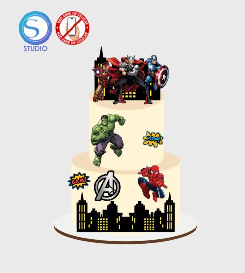 4700 - Arquivo Topo de Bolo Vingadores Super Heróis