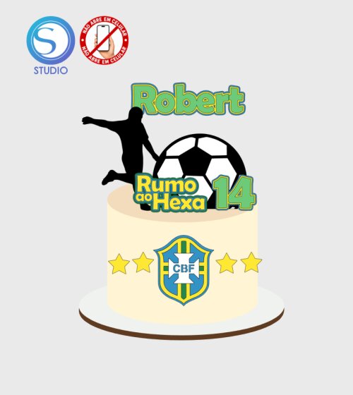 4707 - Arquivo Topo de Bolo Copa do Mundo Brasil Rumo ao Hexa