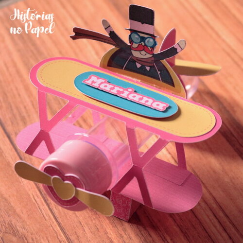 Kit 10 Tubetes Avião Mundo Bita Rosa
