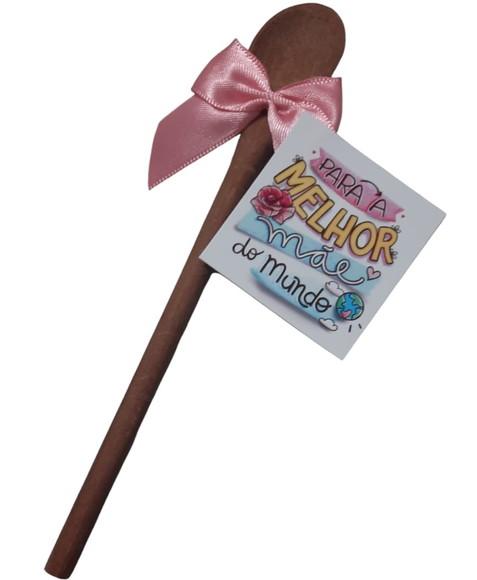 Brinde Dia das Mães Colher de Madeira 16cm Personalizada