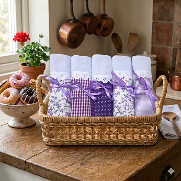 Kit 5 Panos de Prato Decorados Cozinha 100% Algodão