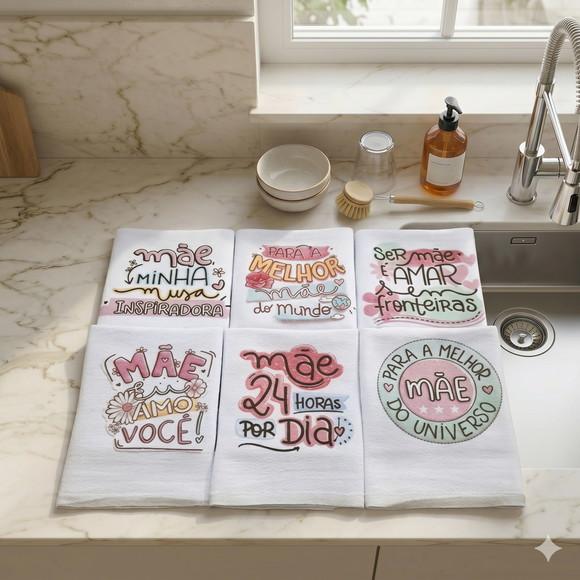 Kit 6 Panos Estampados Presente de Dia das Mães