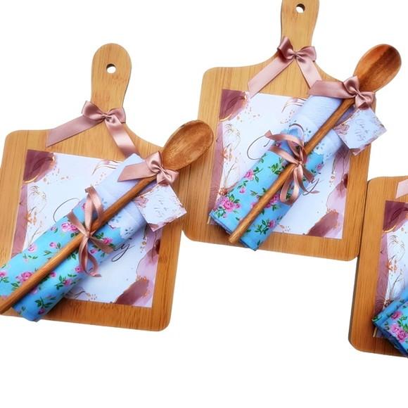 Kit Chá de Cozinha Pano Colher e Tábua Personalizada