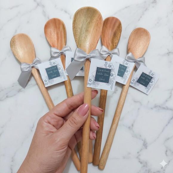 Lembrancinha Colher 26cm Chá de Panela Prata Personalizada