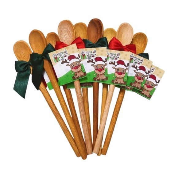 Lembrancinha de Natal Mini Colher de Pau 16x2 cm Delicada