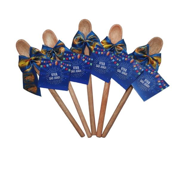 Lembrancinha Festa Junina Nordeste Mini Colher de Pau 16x2cm