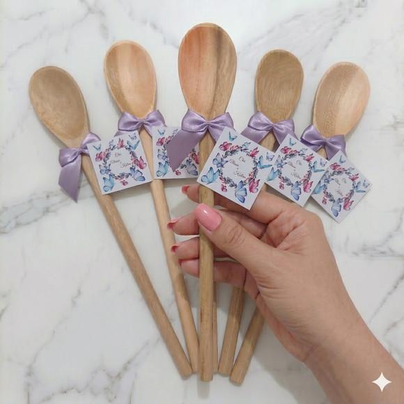 Lembrancinha Lavanda Chá de Cozinha Colher de Pau