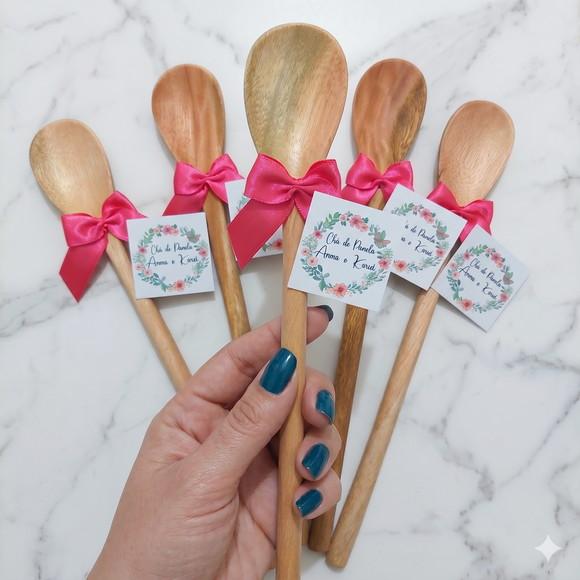 Lembrancinha Rosa Pink Chá de Cozinha Colher de Pau
