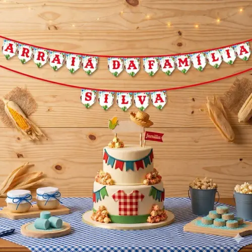 Bandeirinha Festa Junina Personalizada Nome Família