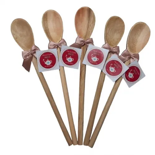 Colher de Pau 26cm Lembrancinha Chá de Panela Colorida