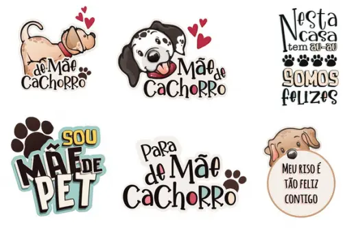 Kit 6 Panos Mãe Cachorro Presente Dia das Mães Mãe de Pet
