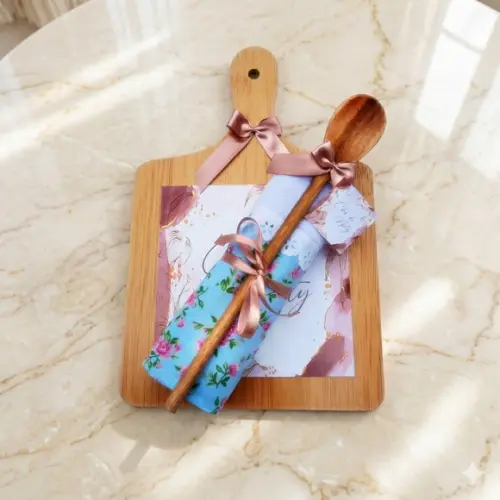 Kit Chá de Cozinha Pano Colher e Tábua Personalizada