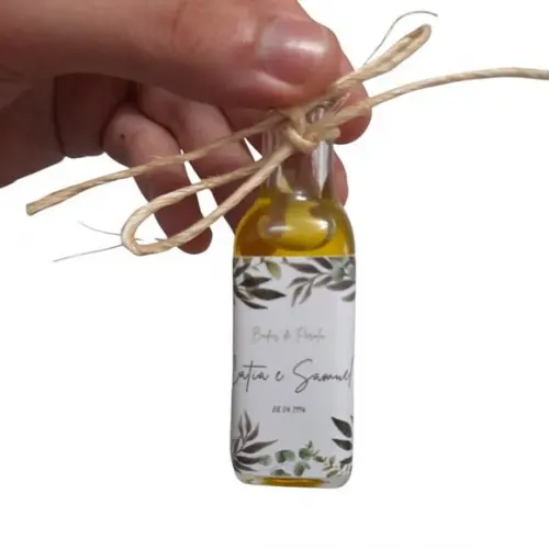 Lembrancinha Batizado Vidro com Azeite Personalizada