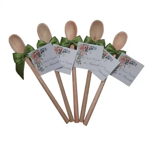 Lembrancinha Casamento Colher 16cm Verde Oliva Elegante