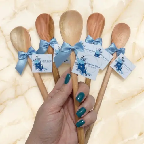 Lembrancinha Colher 26cm Chá de Panela Personalizada Azul