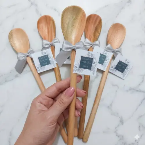 Lembrancinha Colher 26cm Chá de Panela Prata Personalizada