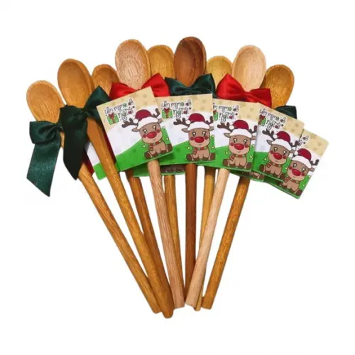 Lembrancinha de Natal Mini Colher de Pau 16x2 cm Delicada