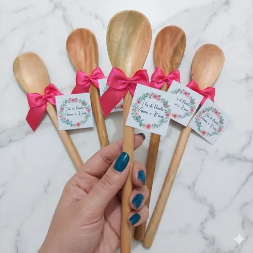 Lembrancinha Rosa Pink Chá de Cozinha Colher de Pau