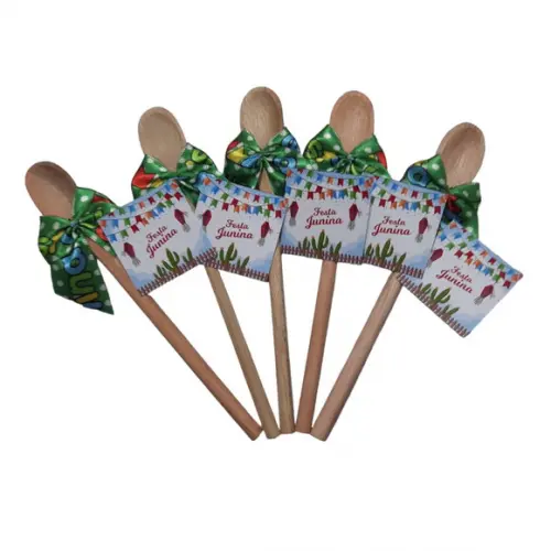 Lembrancinha Viva São João Mini Colher de Pau 16x2cm