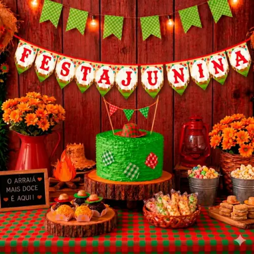 Varal Festa Junina Personalizado Arraiá Família