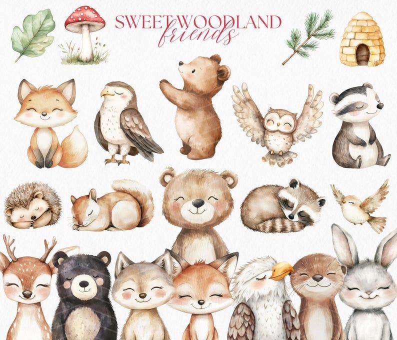 Kit Digital Animais do Bosque Aquarela