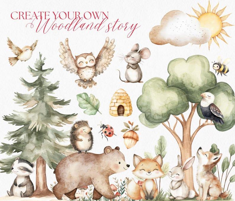 Kit Digital Animais do Bosque Aquarela