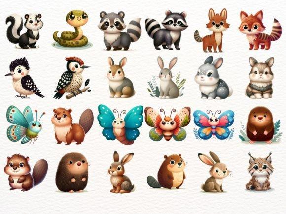 Kit Digital Animais da Floresta Bosque Aquarela