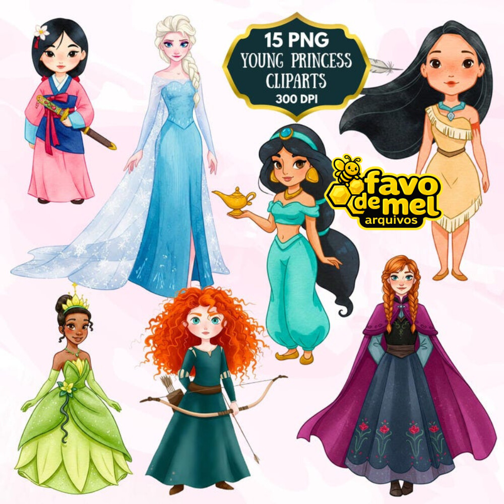 Kit Digital Princesas Disney Aquarela