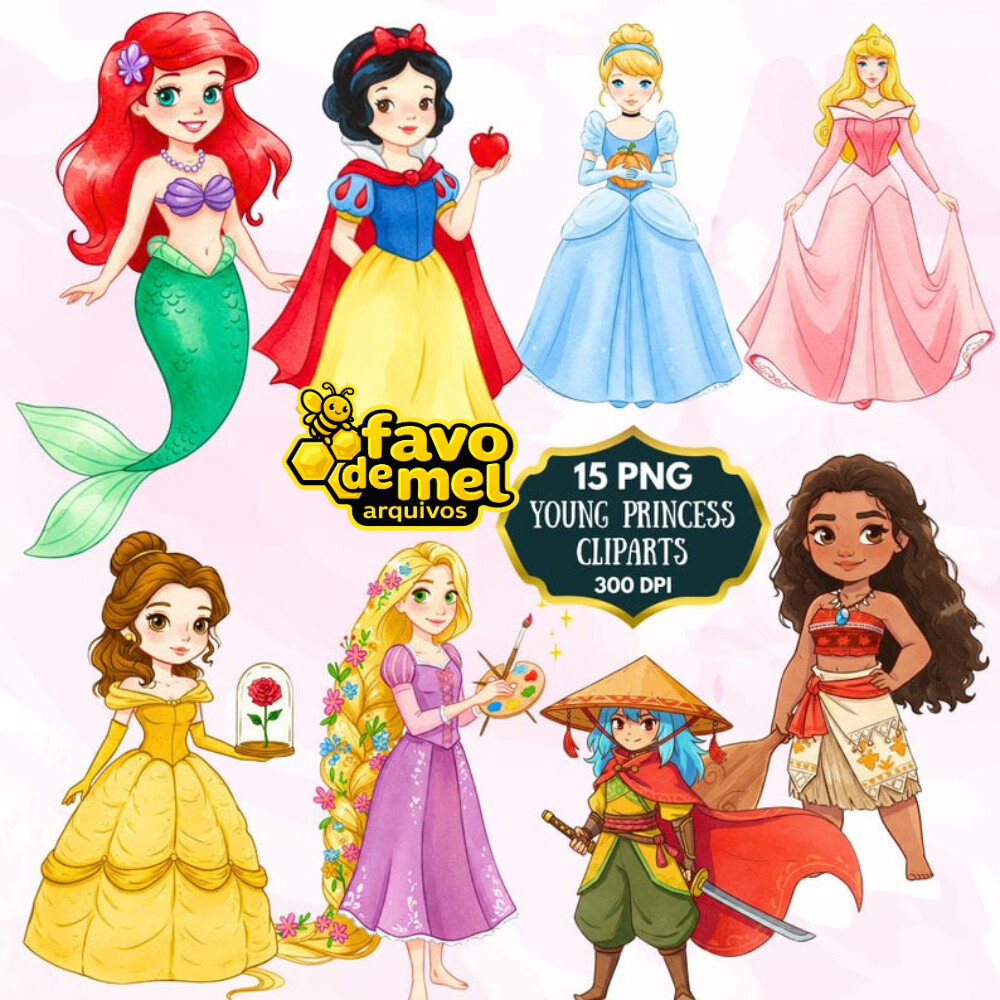 Kit Digital Princesas Disney Aquarela