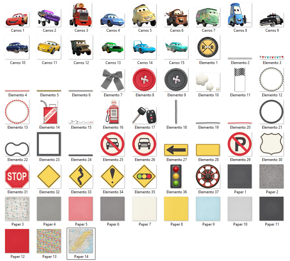 KIT DIGITAL CARROS DISNEY SCRAPBOOK