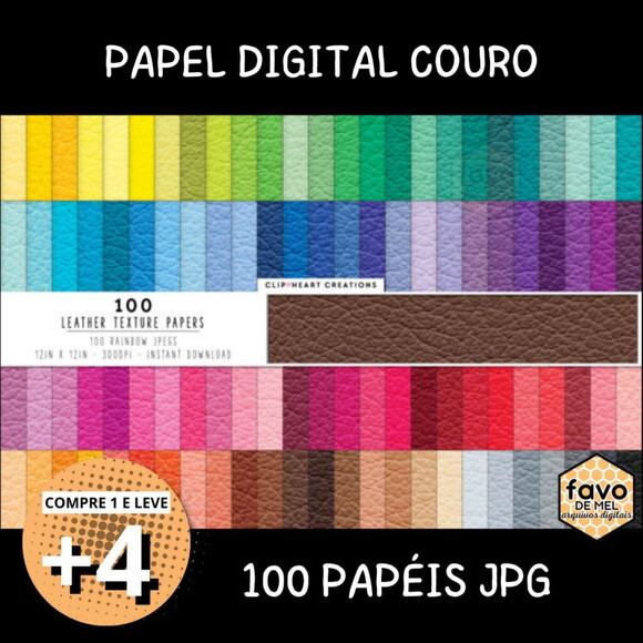 100 Papéis Digitais Couro Colorido