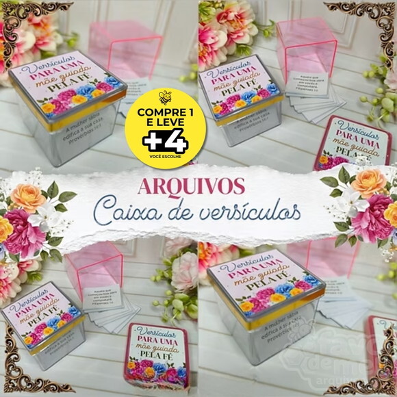 Arquivo de Corte Caixa de Versículos Dia das Mães pdf Studio