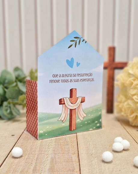 Arquivo de Corte Caixa Envelope Páscoa Cristã pdf Png Dxf