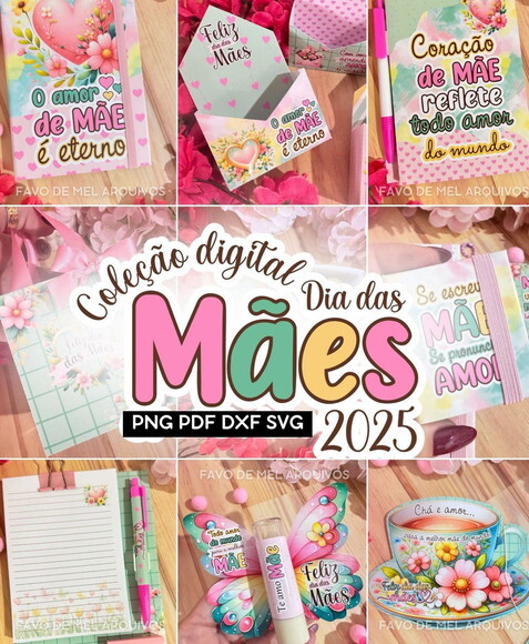 Arquivo de Corte Mimos Dia das Mães 2025 Png pdf Dxf Svg