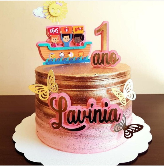 Arquivo de Corte Topo de Bolo - 3 Palavrinhas Menina
