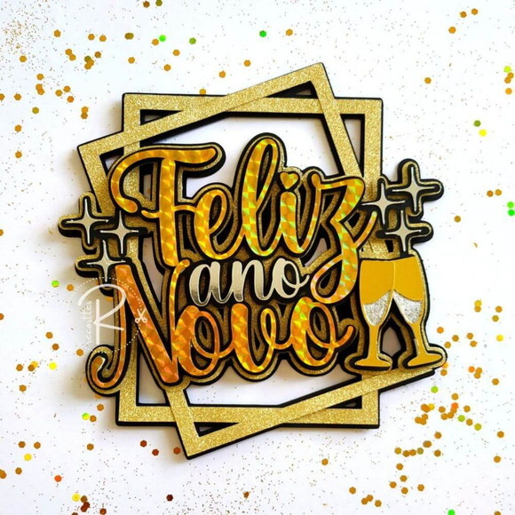 Arquivo de Corte Topo de Bolo - Feliz Ano Novo