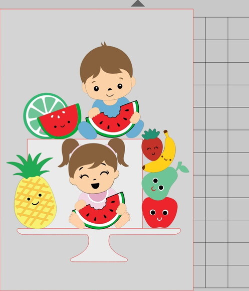 Arquivo de Corte Topo de Bolo - Frutinhas Bebê Menino Menina